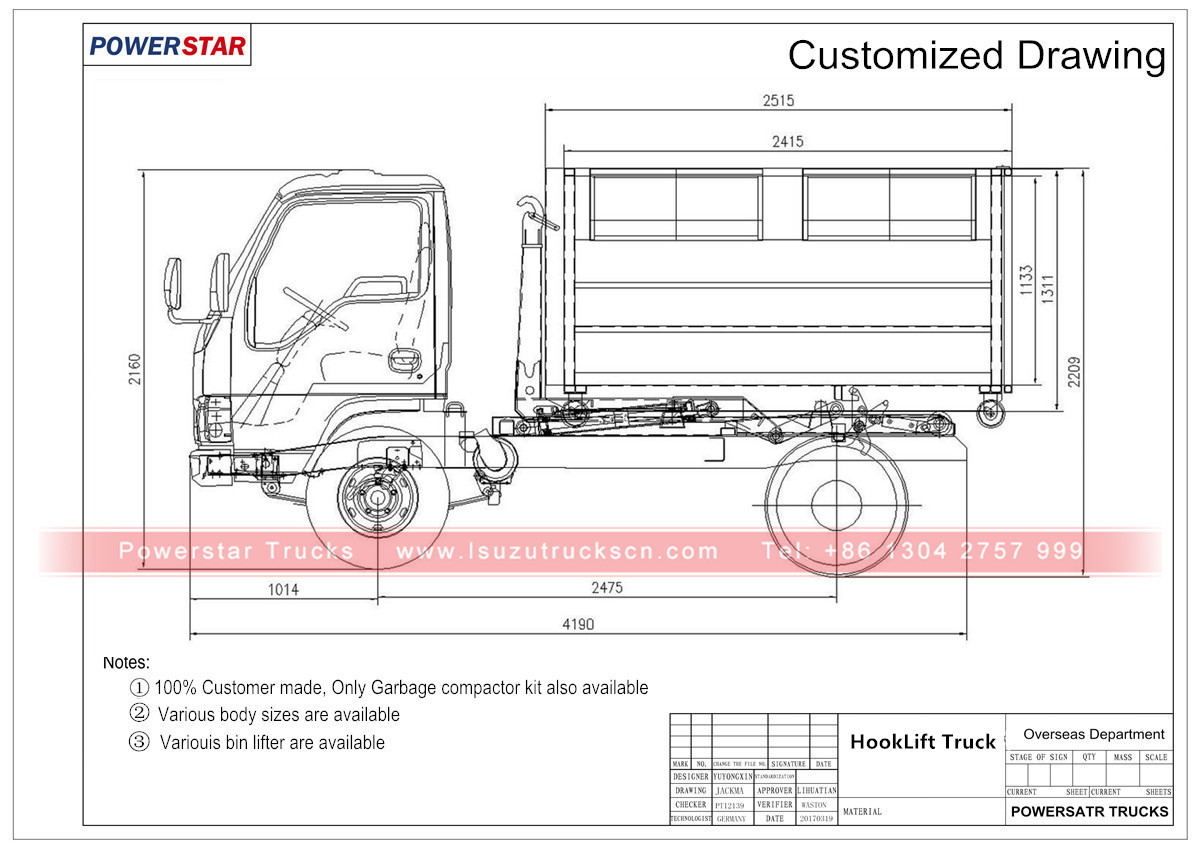  4*2 Japan brand  hook lift garbage truck Garbage truck with hook arm