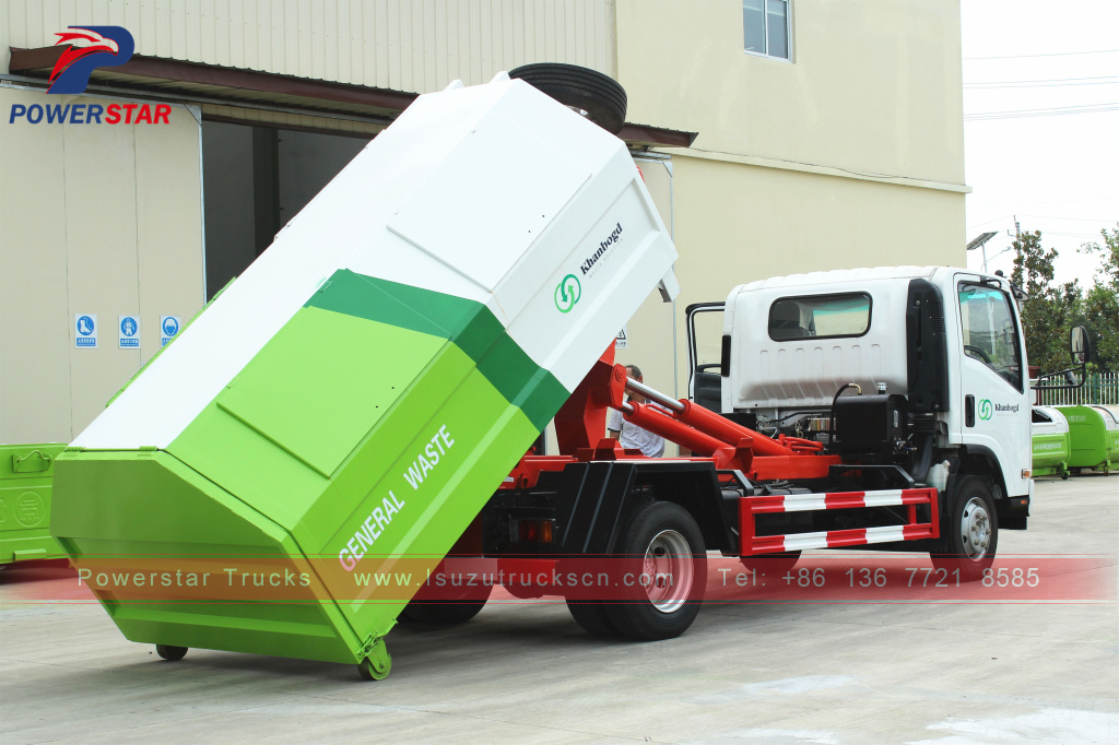 Mongolia 8tons Isuzu Rearloader hooklift waste collector truck for sale