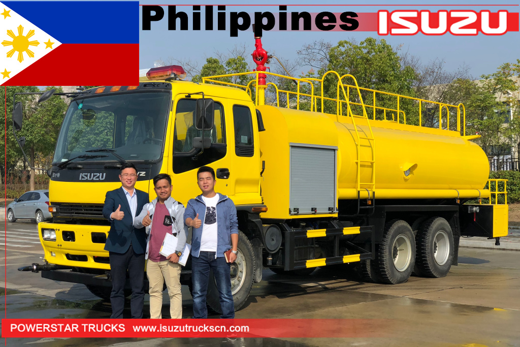 Filipina ISUZU FVZ truk pemadam kebakaran tangki air sprinkler jalan truk bowser air 14000L untuk dijual