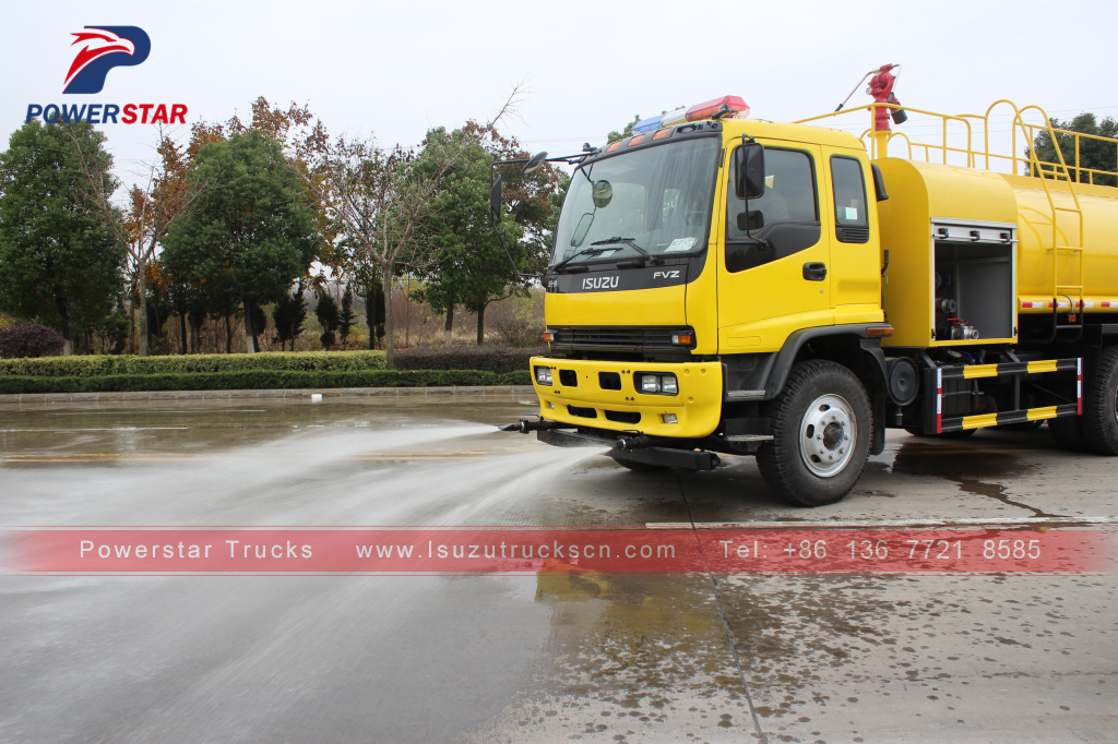 Truk pemadam kebakaran tangki air sprinkler jalan ISUZU FVZ Truk bowser air 14000L untuk dijual