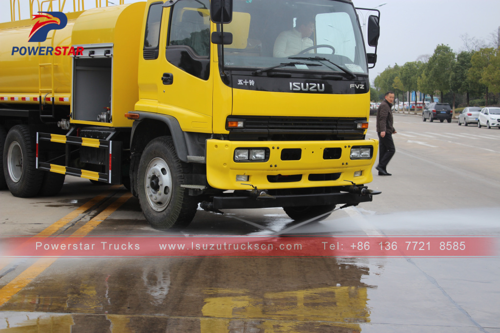 Truk pemadam kebakaran tangki air sprinkler jalan ISUZU FVZ Truk bowser air 14000L untuk dijual