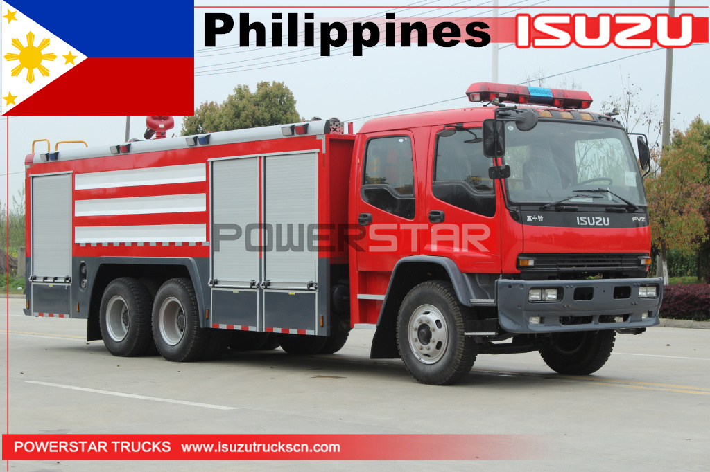 Filipina ISUZU FVZ 4X2 6X4 10000 Liter Truk Pemadam Kebakaran Tangki Air Busa untuk Penjualan