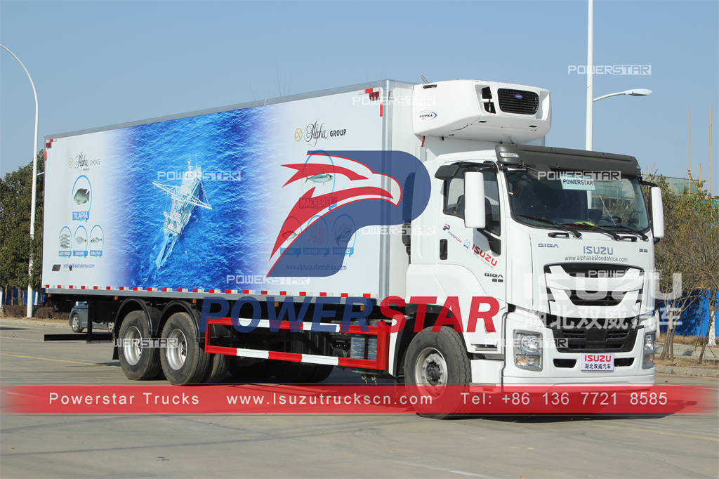 Truk reefer ISUZU GIGA berkualitas tinggi dengan unit CARRIER untuk Afrika