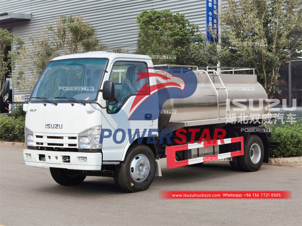 Truk tangki susu stainless steel ISUZU 4000 liter yang disesuaikan untuk Mongolia