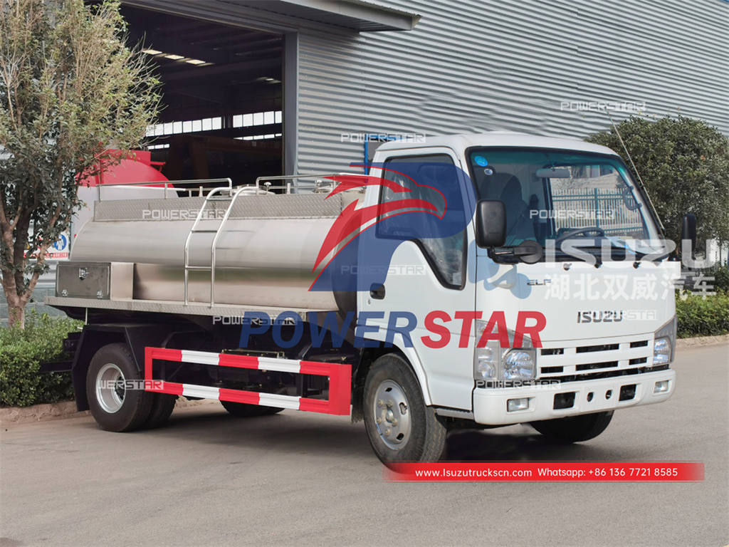 Truk susu stainless steel ISUZU 4000 liter untuk Mongolia