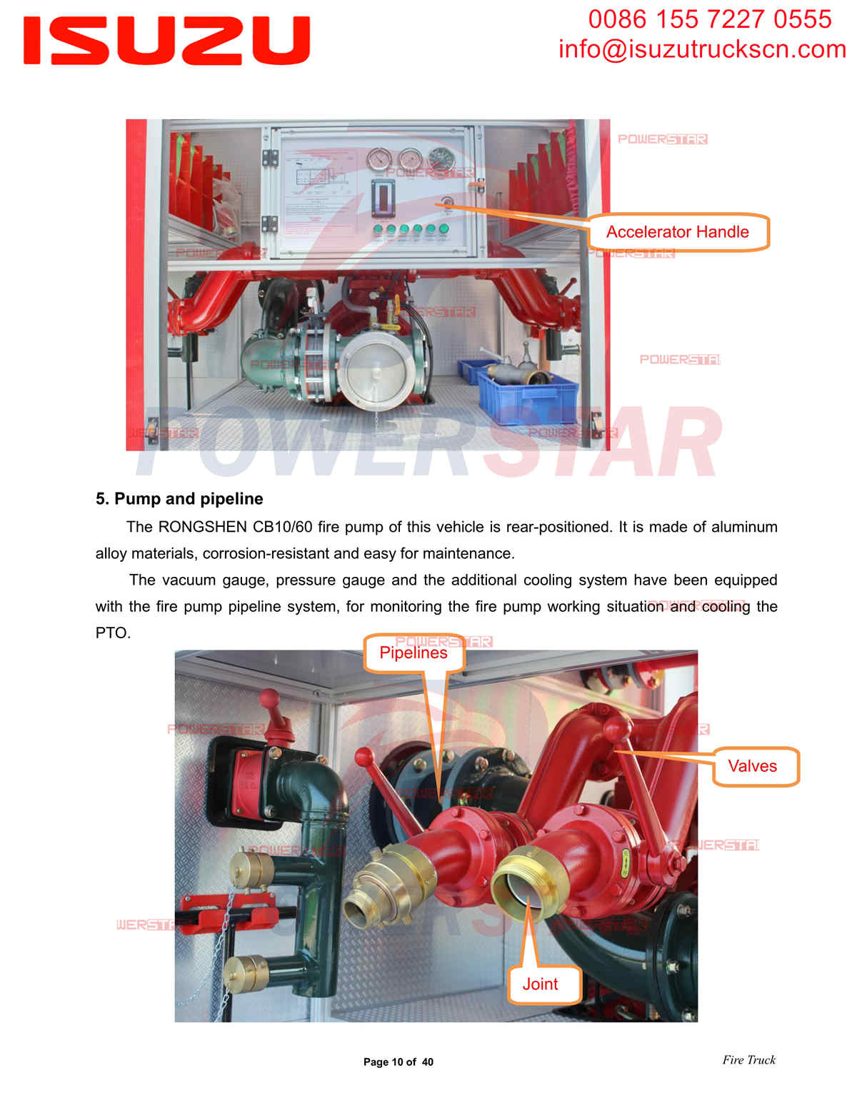 Panel kontrol truk pemadam kebakaran Isuzu