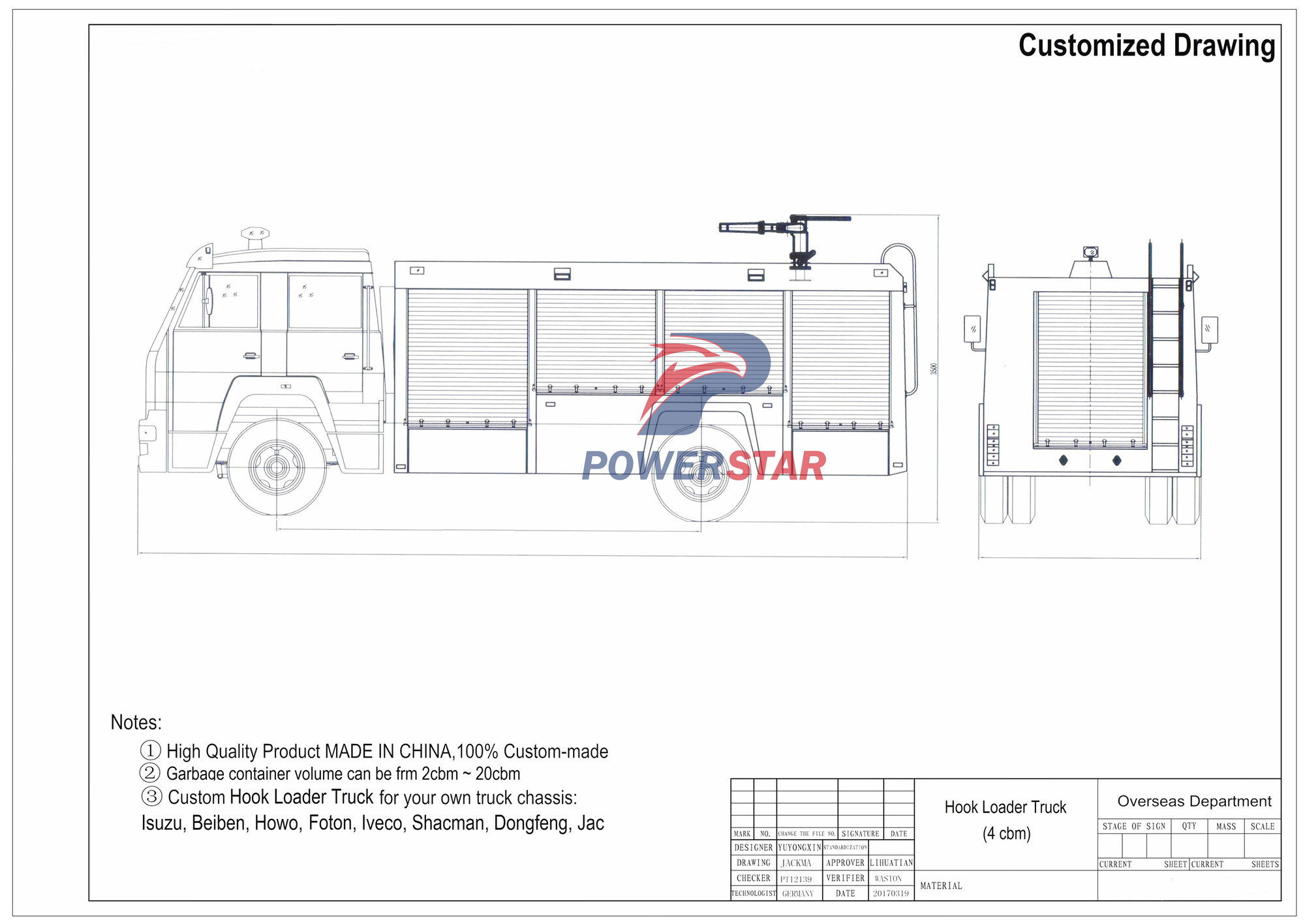 Technical drawing of Isuzu 4x4 Airport Fire Truck