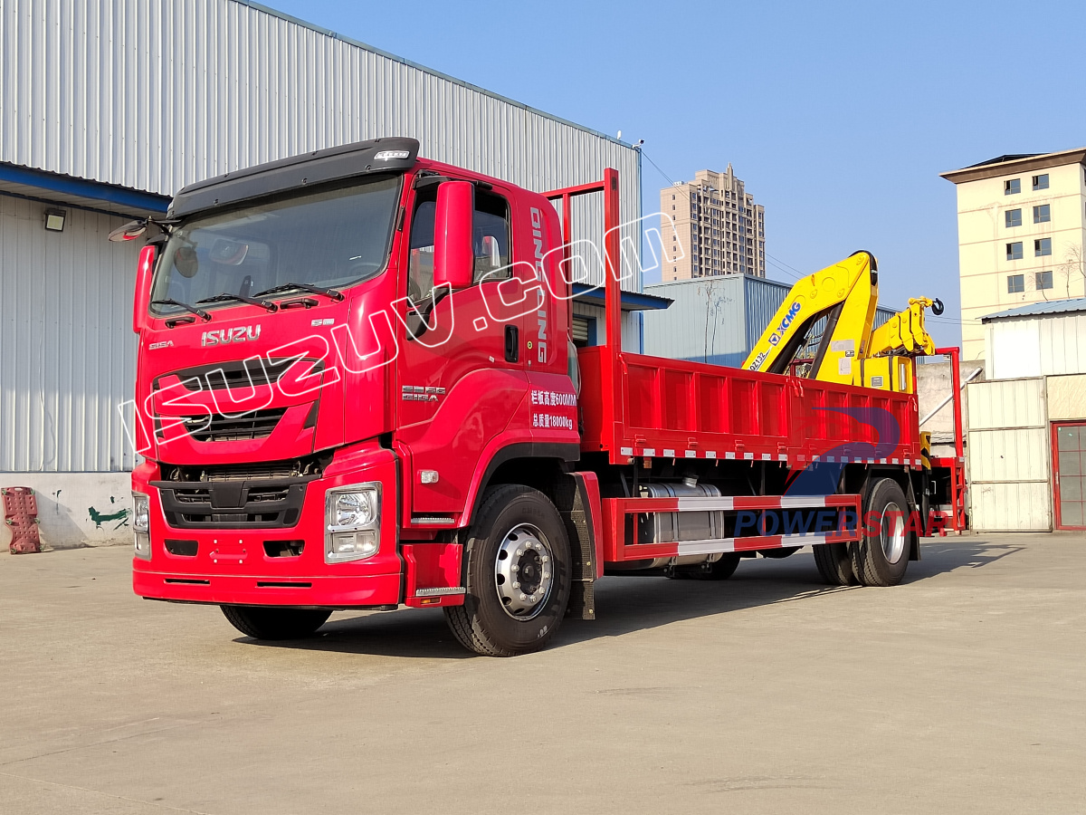 Truk Kargo Dropside Isuzu Giga Rwanda dengan derek boom buku jari XCMG 6,3ton GSQZ132
    