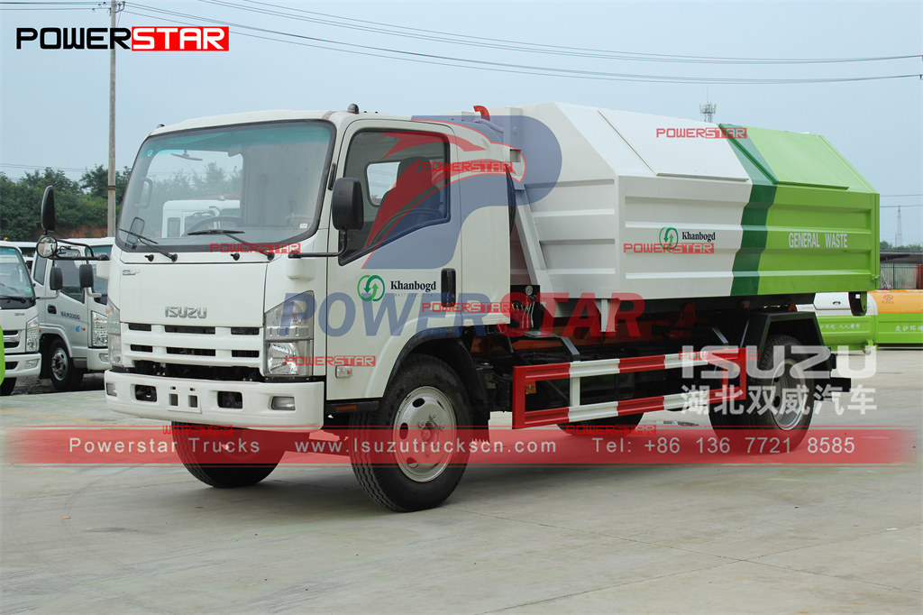 Ekspor manual pengoperasian truk sampah pemuatan kontainer ISUZU 12CBM ke Mongolia
    