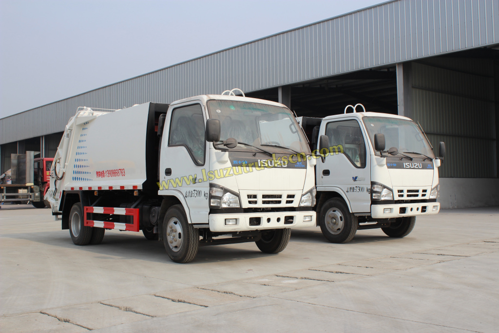 Ghana custom membuat 2 truk pemadat sampah ISUZU 3ton 5cbm
    