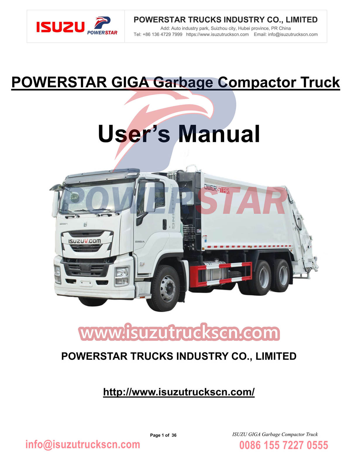 Filipina Manila Isuzu GIGA 20cbm Manual Pengoperasian truk pemadat sampah
    