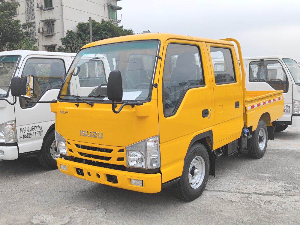 Truk kargo ringan pagar baris ganda Isuzu ELF baru tersedia
    