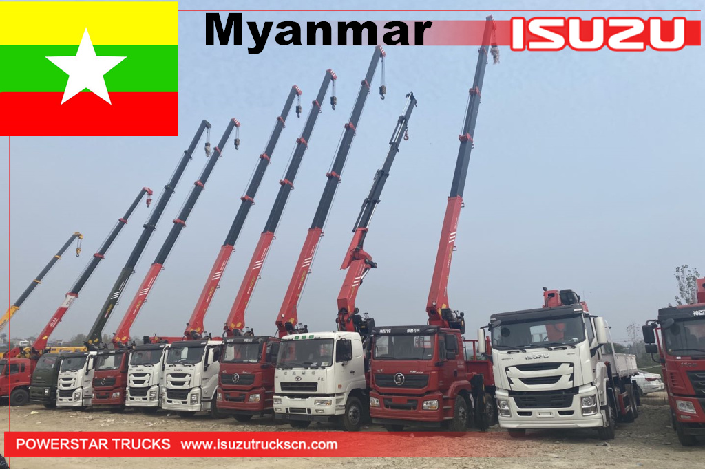 Myanmar -5 unit Truk Kargo ISUZU GIGA dengan derek Palfinger SPS40000 16Ton
    