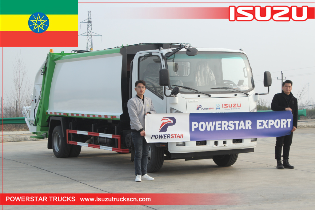 Ethiopia - Truk sampah pemuat belakang ISUZU NPR
    