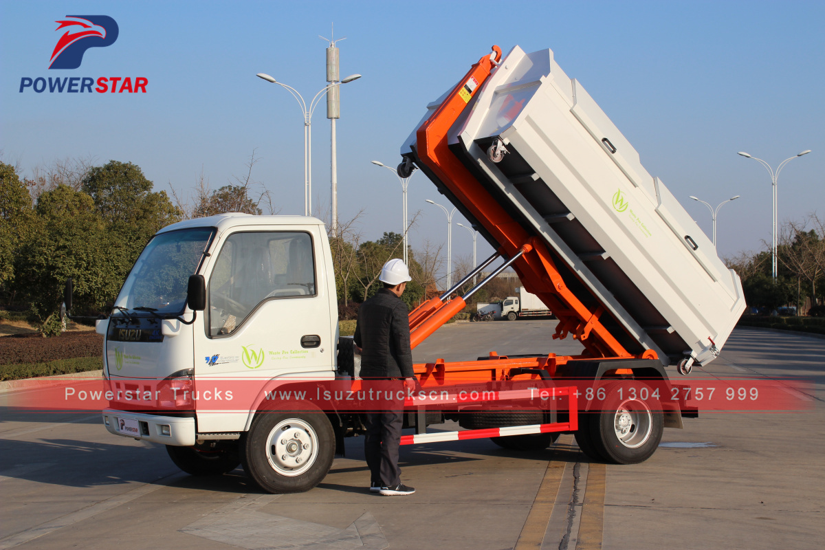 Truk sampah mini Hooklift Powerstar 3tons untuk ST. PETER
    