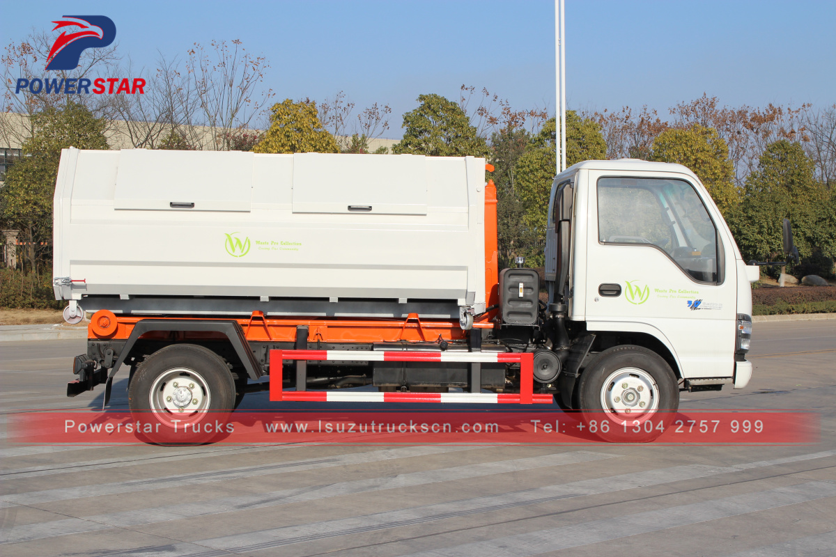 Truk sampah hooklift hidrolik lingkungan mini Isuzu
    