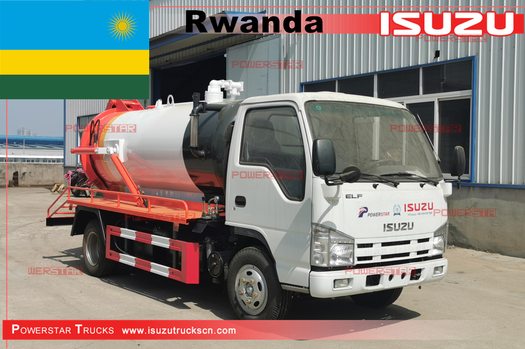 Rwanda - Kapal tanker vakum ISUZU 4.000L Truk Penghisap Limbah Bergerak
    